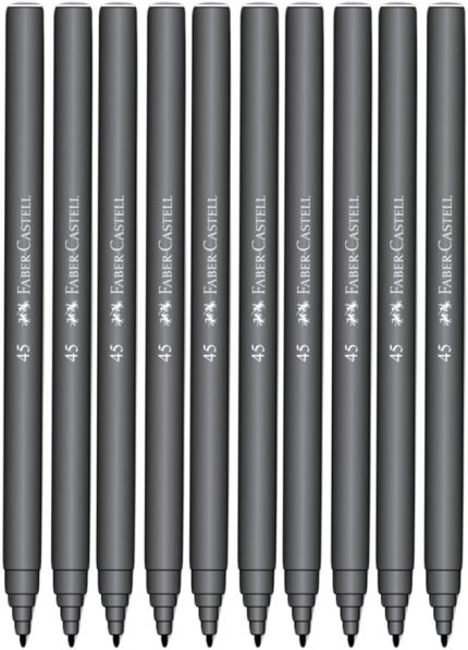 İğne Uçlu Keçeli Kalem Seti, 10’lu, Siyah Renk, Havalandırmalı Kapak, Kağıt ve Karton Yüzeyler İçin Uygun