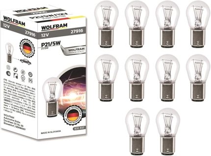 Ampul 12V 21W 1016 Çift Duy Şaşı P21/5W Bay15D 10 Adet