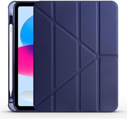 Ipad (A16) 2025 ile Uyumlu Üçgen Kalem Bölümlü Standlı Uyku Modlu Akıllı Kılıf A3355, Lacivert