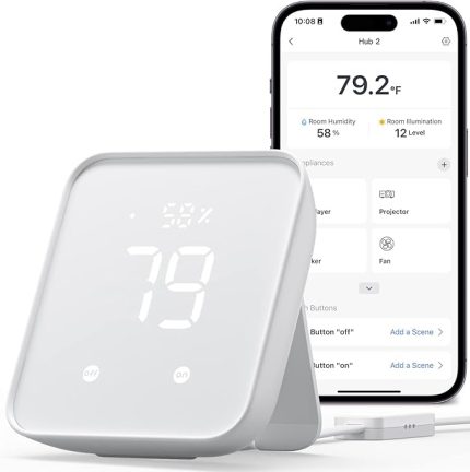 Hub2.0, WiFi Termometre Higrometre Olarak Çalışır, IR Uzaktan Kumanda, Akıllı Uzaktan Kumanda ve Işık Sensörü, SwitchBot Wi-Fi Bağlantısı (Destek 2.4GHz), Alexa ve Google Asistan ile Uyumlu