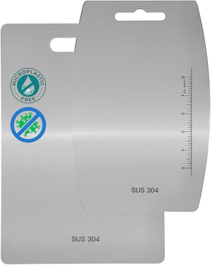 Çift Taraflı Kesme Tahtası - (2 ADET) Premium SUS 304 Mutfak, Et, Sebzeler, Bebek Maması için Paslanmaz Çelik Kesme Tahtası - Bulaşık Makinesinde Yıkanabilir - (34,3 cm x 23,1 cm & 12"x 8")