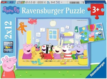 55746 2x12 Parçalı Puzzle Peppa Macerada, Renkli