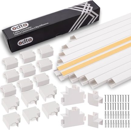 Kablo Kapağı Yarış Pisti Seti, 157 inç Kablo Kanalı + 19 Adet Konnektör, Duvara Monte TV Kiti için Boyanabilir Kordon Gizleyici, Bebek ve Evcil Hayvan Korumalı Elektrik Şeridi Kablosu Kapağı