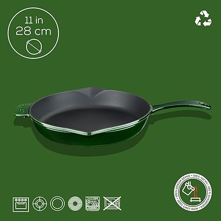 Metal Premium Serisi - Döküm Kızartma Tavası, Yuvarlak, 28 cm, Majolik Yeşil - Görsel 4