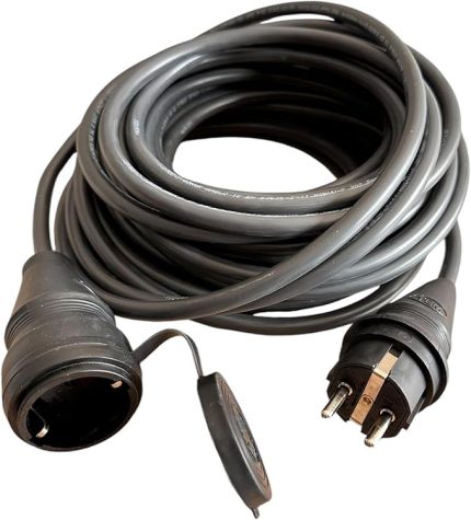 Elektrikli Araba Şarj Uzatma Kablosu Topraklı%100 Bakır 3x2.5mm (SİYAH, 20 METRE)