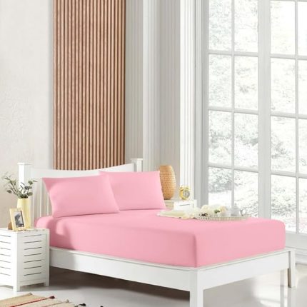 Tek Kişilik Çift Kişilik Lastikli Çarşaf Takımı Nevresim Kumaşı Pamuk Polyester 90x190 100x200 120x200 140x200 150x200 160x200 180x200 200x200 (Pembe, 200x200 Battal Boy)