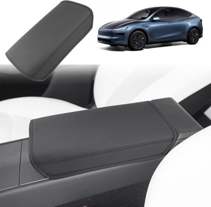 Tesla Model Y Juniper 2025 2026 orta kol dayanağı kılıfı, Tesla Model Y 2025 orta konsol kolçak koruması PU mikrofiber deri döşeme, 2026 Tesla Model Y aksesuarı 2025 (siyah)