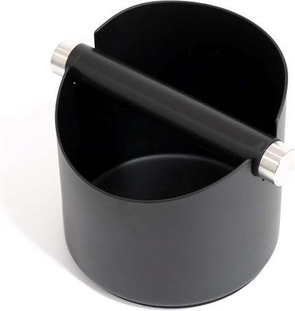 Espresso makinesi için vurma kutusu, kahve çekirdeği kutusu, barista aksesuarları, şok emici, çıkarılabilir metal vuruş çubuğu (siyah, büyük)