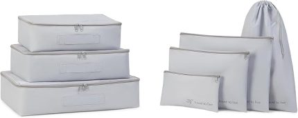 Home Textile 7'li Yıkanabilir Gri Renk Paraşüt Kumaş Bavul İçi Düzenleyici Set