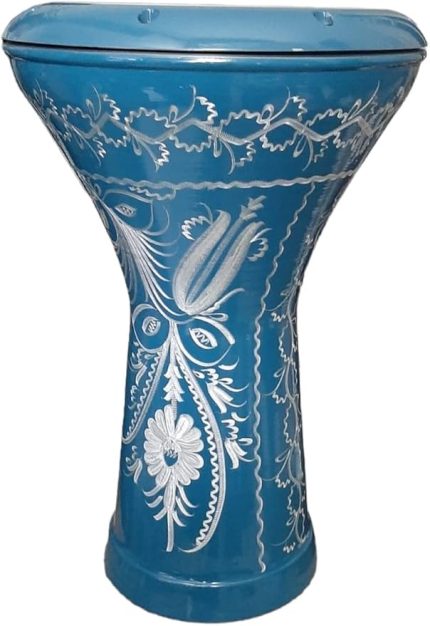 Mısır Darbuka Percussion Oryantel Koruyuculu Kılıf ve Alyan Ayarlama Anahtarlı Darbuka (Erzincan İşlemeli Turkuaz)