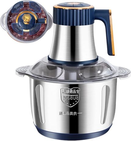 Doğrayıcı - Paslanmaz Çelik Et İşleme Makinesi - 5 Litre Multifonksiyonel Tahıl Öğütücü Buz Parçalayıcı Fındık Ezmesi Sosis Hazırlama