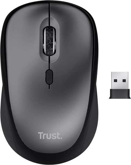 24549 Yvi+ Sessiz Kablosuz Mouse-Siyah, Ekstra Uzun Pil Ömrü 12 Aya Kadar Kullanım, Sessiz Düğmeler,8 Metrelik Kablosuz Menzil,800 ile 1600 DPI,Geri dönüştürülmüş içerik%82,RF 2.4GHz