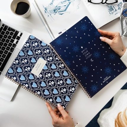 Spiralli Karton Kapak 2’li Set Çizgili Okul Defteri 80 yaprak, Ders Programlı Lacivert Kalp