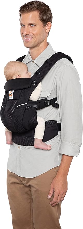 Omni Breeze bebek taşıyıcı, doğumdan itibaren 20 kg'a kadar yenidoğanlar için, 4 pozisyonlu SoftFlex Mesh ergonomik bebek karın taşıyıcı, sırt taşıma çantası (oniks siyah)