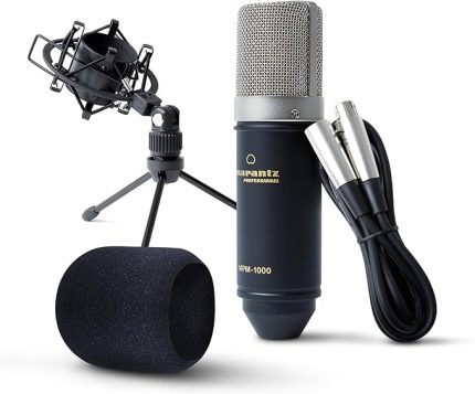 Professional MPM-1000 - Podcast, akış, şarkı söyleme, tele-çalışma ve oyun için masa standı ve kablolu XLR kondenser stüdyo mikrofonu