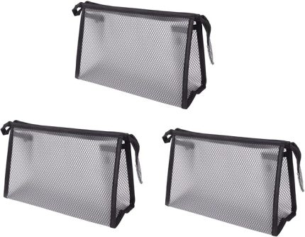 Adet Örgü Makyaj Çantası Su Geçirmez EVA Makyaj Çantası Fermuarlı Şeffaf Örgü Fermuarlı Kese Kozmetik Çantaları Taşınabilir Makyaj Çantası Organizatör Kozmetik Seyahat için Açık