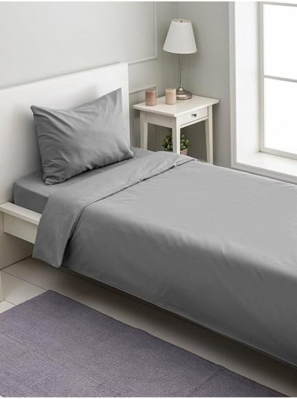 Pamuklu Ranforce Tek Kişilik Ara Ölçü 120x200 Lastikli Çarşaf Takımı - Gri
