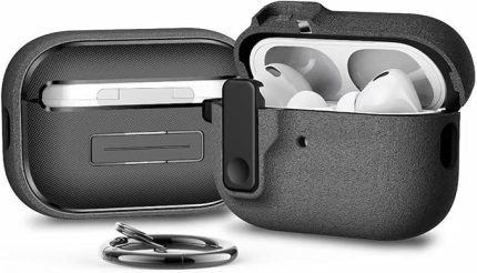 Airpods Pro 2 ile Uyumlu Fabric Serisi Özel Kilitli Tasarım ve Kumaş Yüzeyli Kılıf Darbelere Karşı Koruyucu Kapak (Airpods Pro 2)