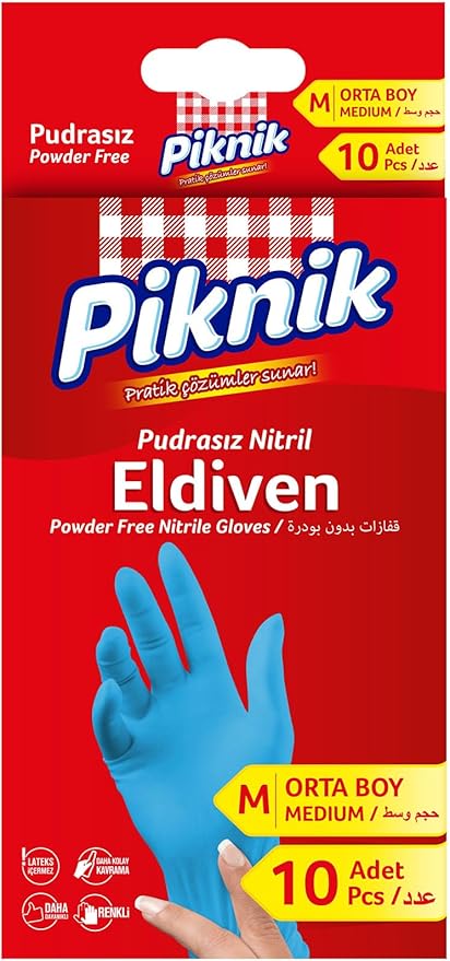 Medium Orta Beden Pudrasız Nitril Eldiven 10'lu
