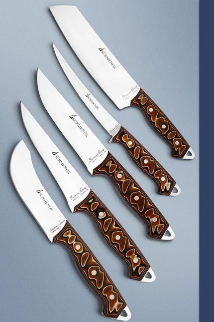 Serisi Mutfak Şef Bıçak Seti Et Ekmek Sebze Salata Fileto Bıçağı 5 Li Set Kahve (Mft-325)