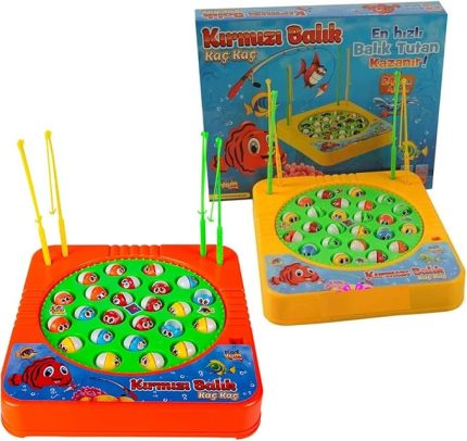 Müzikli Kırmızı Balık Yakalama Oyunu 24 Balık 4 Oltalı - Orta Boy