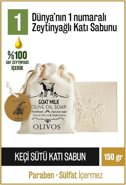 Doğal Keçi Sütü Ve Zeytinyağlı Katı Sabun, Keçi Sütlü El Sabunu, Kese Hediyeli 150 Gr (Keseli) (Keçi Sütlü)