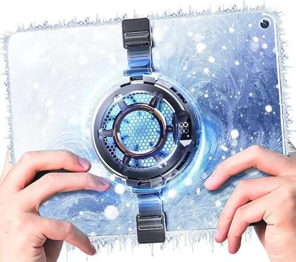 Manyetik iPad Soğutucu, 3 Soğutma Modlu 30W Süper Güçlü Radyatör, Ipad Soğutma Fanı Sıcaklık Monitörü LED Oyun Işığı, Elastik Silikon Toka