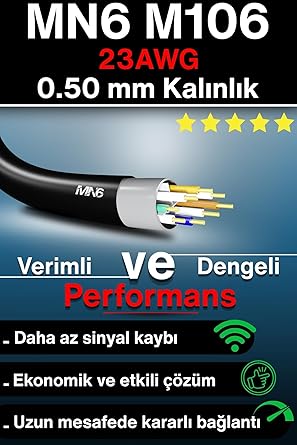 M106 internet kablosu 30 metre/Cat6 İki Kat Korumalı-UTP 0,50mm/30 Metre internet bağlantı kablosu/iç Dış Mekan/ISO 9001 Ve 2012 Certified High Pro Cable (30 Metre) (Ölçü, Metre, 30) - Görsel 2