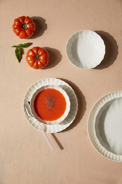 Porselen Bone Luz Form 27 Parça 6 Kişilik Yemek Takımı Beyaz