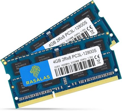8GB Kit (2x4GB) PC3-12800 DDR3L 1600MHz RAM SODIMM, 4GB 2Rx8 PC3L-12800S DDR3 1600 1.35V 204-Pin CL11 Upgrade Rank Laptop Bellek