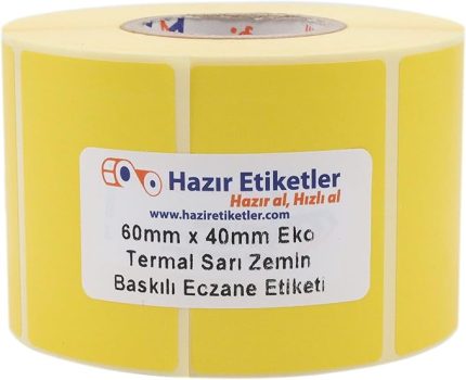 etiketler , hazır al hızlı al İlaç Tarif Etiketi Eko Termal 60mm x 40mm Ruloda 1000 Adet 40mm Kuka Çapında, İlaç Reçete