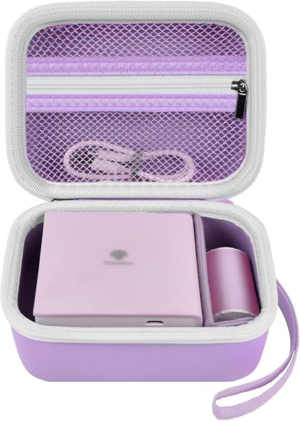 T02/ Phomemo M02/ T02/ M02S/ M02 Pro/ Q30S/ M02X etiket yazıcısı için. Mini yazıcı bellek tutucu Çıkartma yazıcı, termal kağıt, USB kablosu (sadece kutu) - lila