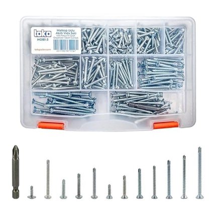 Hobi-3 Matkap Uçlu Akıllı Vida Seti 435 Parça 14 Çeşit Organizer Takım Çantalı