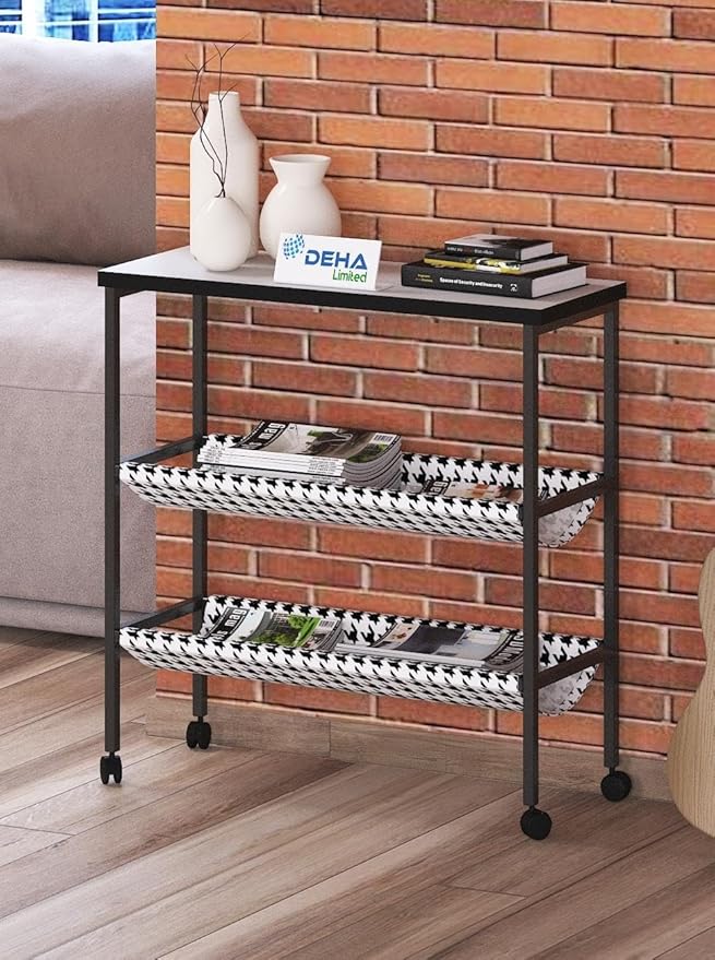 Dergilik Kumaş Raflı Çanta Gazetelik Kitaplık Çok Amaçlı Koltuk Yan Sehpa Sunumluk