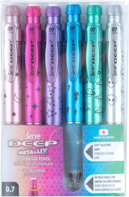 Deep Mekanik Kurşun Kalem Metalik Desen 0.7 mm 6'Lı Set