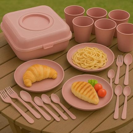 Store 6 Kişilik Piknik Seti – Tabak, Bardak, Çatal, Kaşık Kutulu Set | Kamp, Bahçe, Gezi için Hafif ve Pratik | Yazın En Çok Tercih Edileni