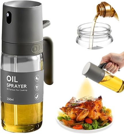 Yemek yağı için yağ püskürtücü, 250 ml yağ püskürtme şişesi, cam, zeytinyağı spreyi, pişirme için yağ spreyi, sprey şişesi, sıcak hava fritözü için yağ, yağ püskürtücü, pişirme, ızgara,