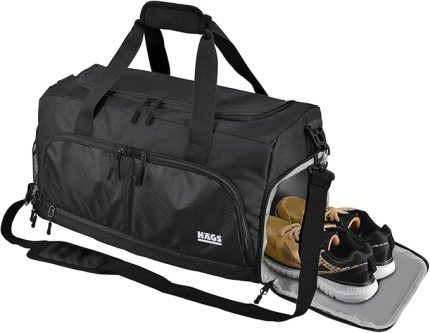 Spor Çantası, 10 Cepli, Ayakkabı bölmeli, Su Geçirmez Islak Eşya Keseli, Organizer Tasarımlı Dayanıklı Bay Bayan Seyahat Çantası, Gym, Fitness Çantası - Siyah