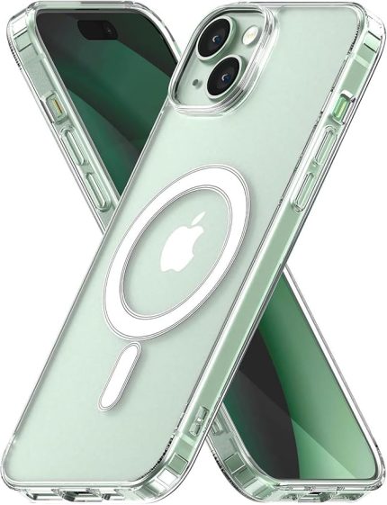 iPhone 15 MagSafe ile Uyumlu ŞEFFAF, Manyetik Kılıf, Kablosuz Şarj Desteği, Ultra Berrak Kapak, 1'e 1 Uyumlu, Çevre Dostu Malzeme, Güçlü Koruma, Optimal Case (Şeffaf)