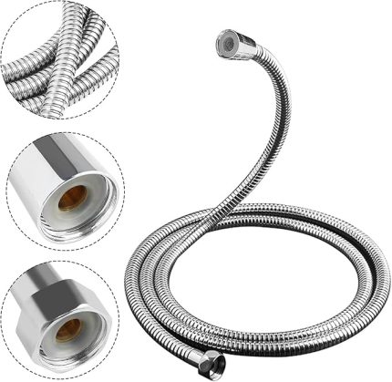200cm Paslanmaz Çelik Çift Kenetli Uzun Duş Spirali/Patlamaya Dayanımlı Banyo Hortumu (Her Duş Başlığı ile Uyumludur)