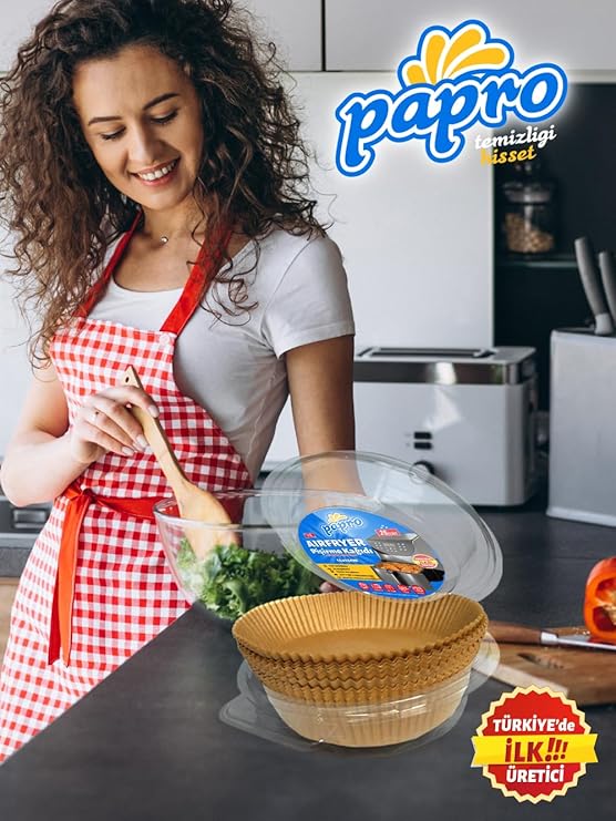 Airfryer Pişirme Kağıdı, Fritöz Yağlı Kağıdı, Yanmaz Kağıt XXL Uyumlu 50 Adet (Kare) (1, Kare Büyük Boy 20x20) - Görsel 4