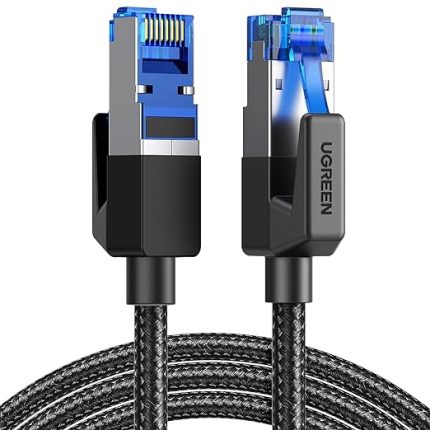 Cat8 RJ45 Ethernet Kablosu Naylon 40Gbps 2000MHz F/FTP PS5 Xbox One Switch Modem Yönlendirici vb. İle Uyumlu (1M)