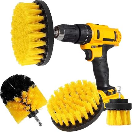 Matkap fırçası seti, sabitleme kiti, 3'lü paket, harç, fayans, lavabo, küvet, banyo ve mutfak yüzeyi için (sarı) (matkap dahil değildir)