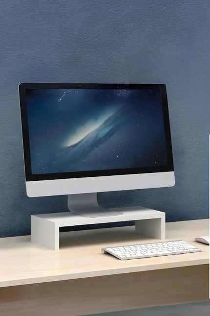 Monitör Yükseltici Ev Ofis Monitör Standı Ergonomik Çalışma Alanı Verimlilik Artırıcı (Beyaz)