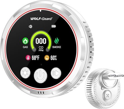 1 Arada Karbon Monoksit Dedektörü, Doğal Gaz ve Duman Dedektörü, CO Metan Propan Kombinasyonlu Gaz Alarmı, Sıcaklık ve Nem Sensörlü HD Ekran, Karavan, Ev, Seyahat ve Mutfak İçin(beyaz)