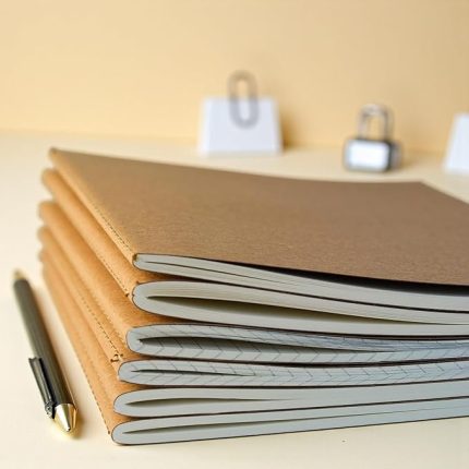 Tanıtım 4 Adet Çizgili Terzi Dikişli Not Defteri, A5 Boyut, 40 Yaprak Planlama Ofis İçin İdeal, Planlayıcı (Kraft Kapak Tasarımı)