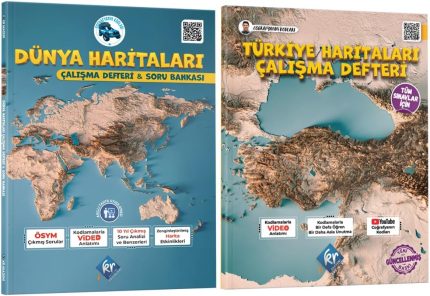 Kodları Dünya Haritaları Çalışma Defteri Soru Bankası ve Türkiye Haritaları Çalışma Defteri Seti (Tüm Sınavlar İçin) KR Akademi