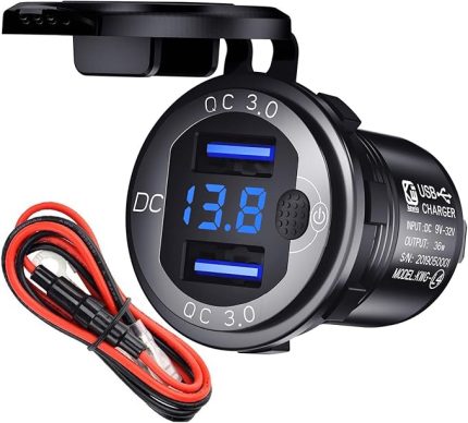 Anahtarlı 12V USB soketi araç şarj cihazı, araç şarjı 24V Hızlı Şarj 3.0 motosiklet, karavan, tekne, kamyon için metal su geçirmez USB dahili soket