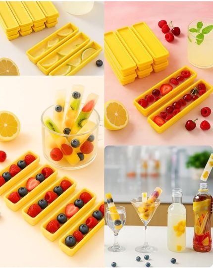 Adet Dikdörtgen Kapaklı Çubuk Şekilli Silikon Buz Kalıbı Kahve Kokteyl İçecek Sunum Buzluk 13 cm