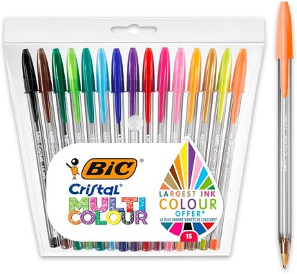 Cristal Multicolour tükenmez kalem, geniş uçlu, çok renkli, 15'li paket